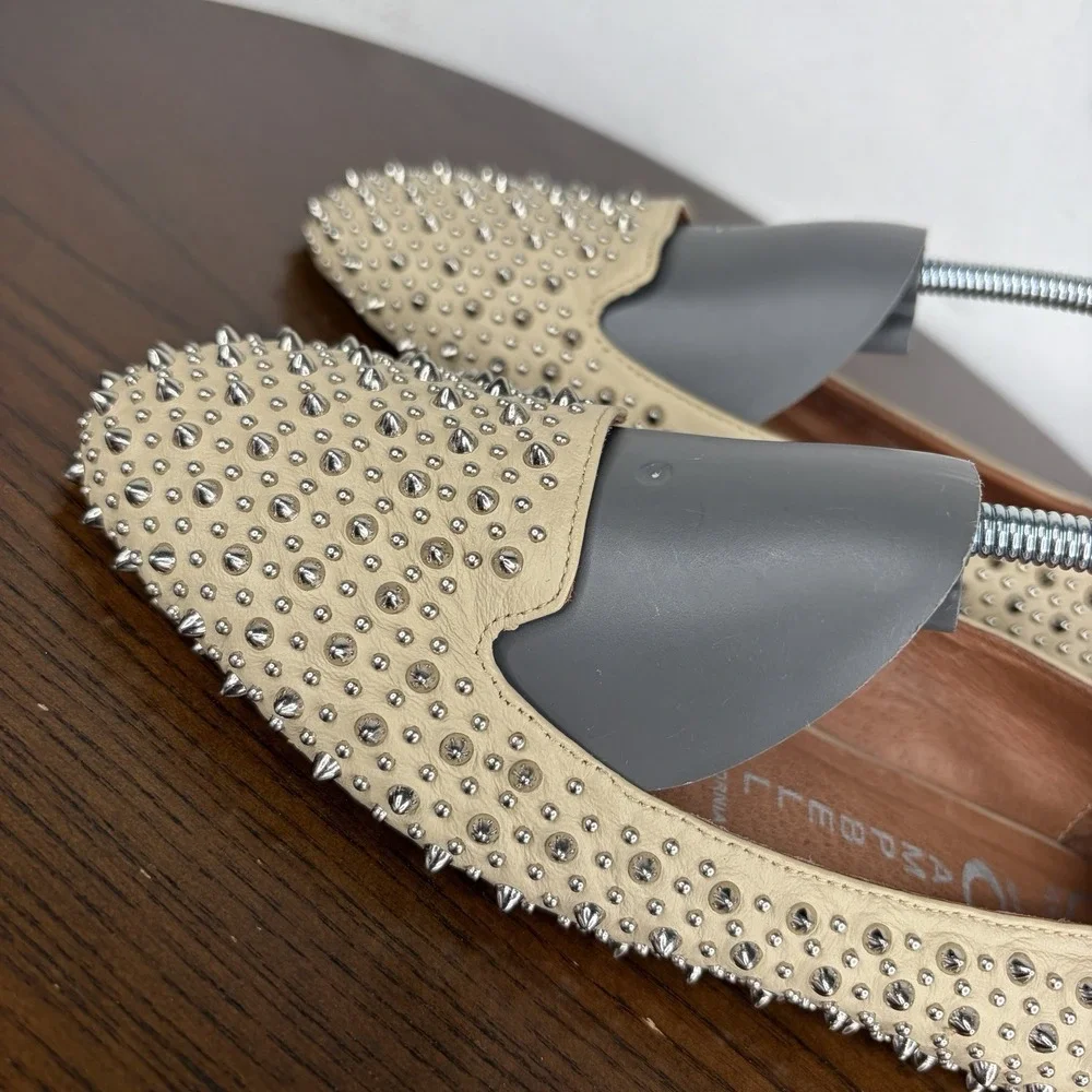 Jeffrey Campbell Martini Loafer Shoes Women's 7.5 Nude Studded Spiked Flats